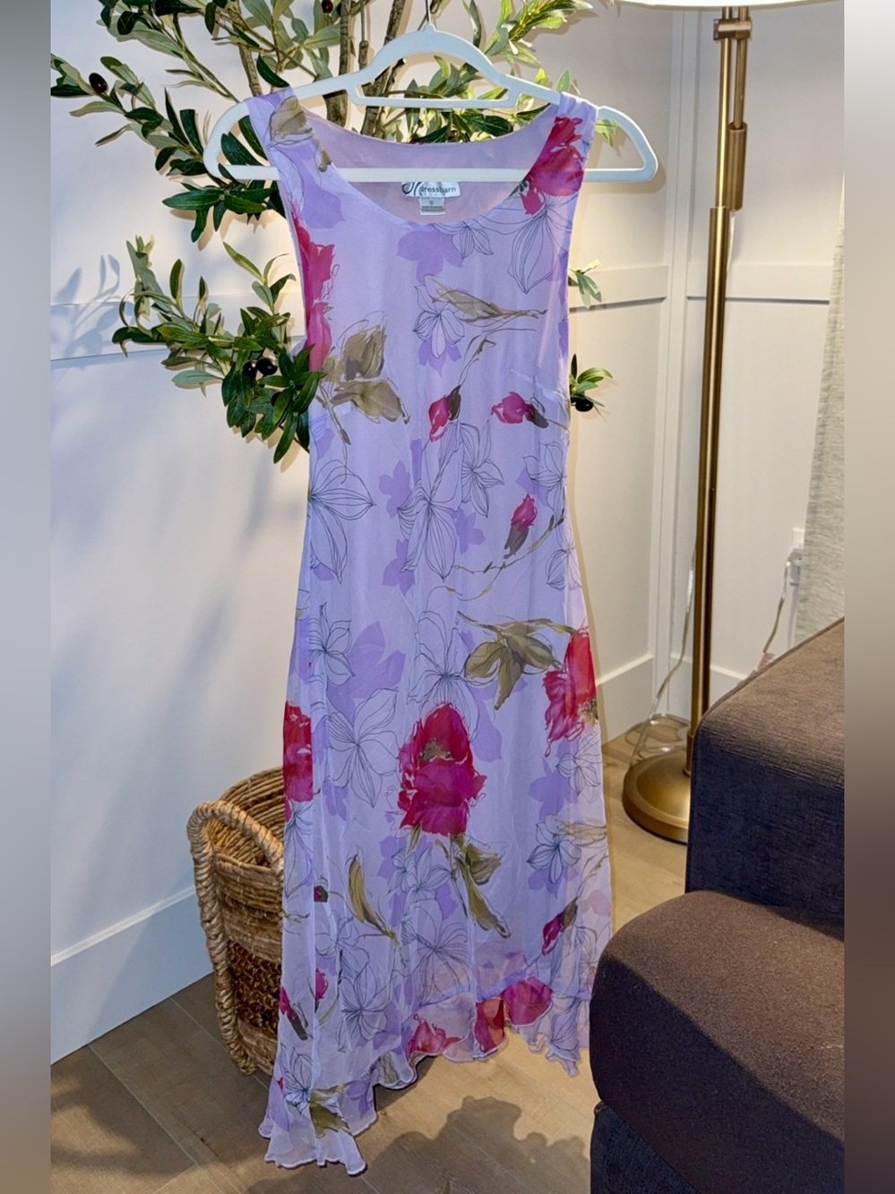 FLORAL FLOWY 90’s Vibe Dress- Purple Pink Flowers Size 8